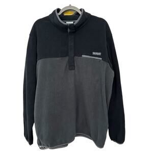 Columbia Men's XL Fleece Pullover Black/Grey Half-Snap Color Block by B